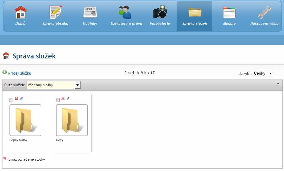 UTB ve Zlíně, Fakulta aplikované informatiky 49 2.1.6 Správa složek Jedná se o velmi strategický modul celého systému. Každý web je nějakým způsobem kategorizovaný.