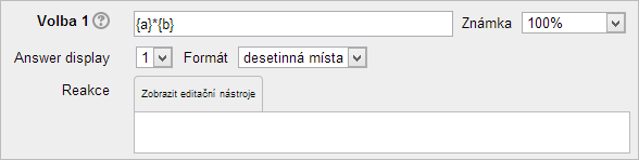 Základní moduly činností v Moodle 8 Test Po úpravě mezí proměnných je třeba ještě určit, kolik sad hodnot pro jednotlivé proměnné se má vygenerovat a kliknout na tlačítko Generovat.