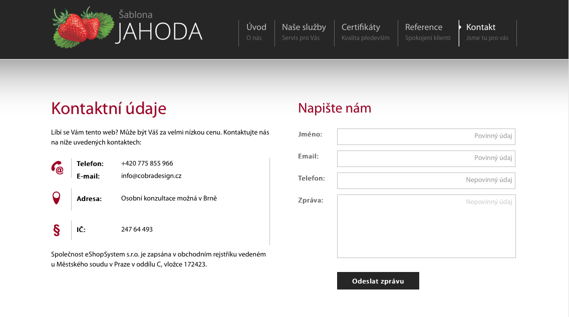 Šablona Jahoda http://jahoda.cobradesign.