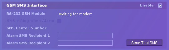 GSM SMS Interface Nastavení parametrů pro komunikaci pomocí GSM připojeného k Poseidonu přes RS-232. Tato funkce je podporována například v modelu Poseidon 3265.