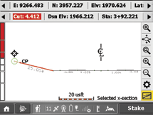 ROADING MODUL Trimble SCS900 Roading Module podporuje liniové projekty včetně plné geometrie osy, staničení, přechodnic a vícenásobných liniových objektů v rámci jedné stavby.