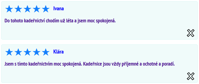 Obr. 27: Úprava položky ceníku (Zdroj: vlastní zpracování) 4.4.1.4 Správa hodnocení kadeřnictví Pro uložení dat pro práci s hodnocením kadeřnictví je vytvořena jedna databázová tabulka.