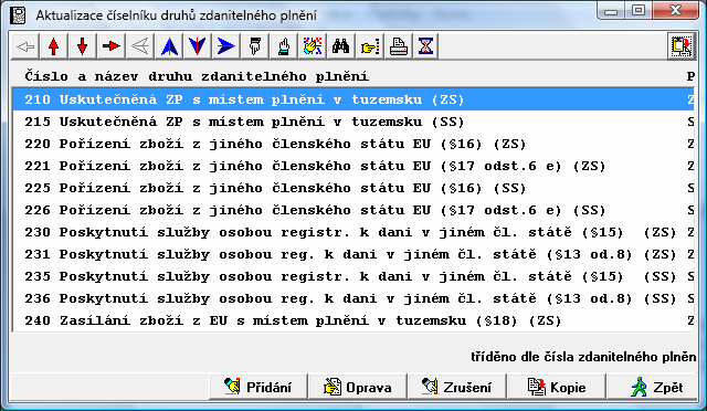 Setkání uživatelů IES 11 4. Číselník druhu zdanitelných plnění V souvislosti s novým výkazem přiznání k dani z přidané hodnoty dochází v číselníku druhu zdanitelných plnění k zásadním změnám.