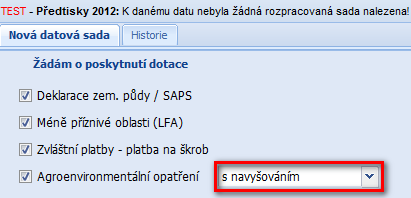 5.3 Úprava datových sad AEO POZNÁMKA: Detailní popis práce s deklaracemi AEO, popisuje Uživatelská příručka Předtisky 2014, kterou naleznete na Portálu farmáře v menu Nová podání / Jednotná žádost /