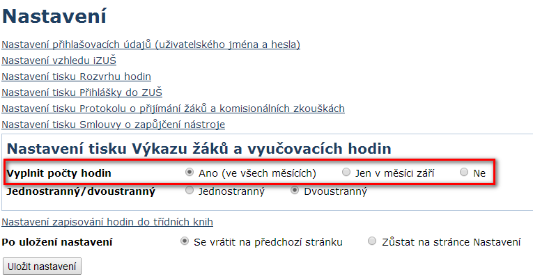 4.4.3 Výkaz žáků a vyučovacích hodin Výkaz žáků a vyučovacích hodin se tvoří zcela automaticky.