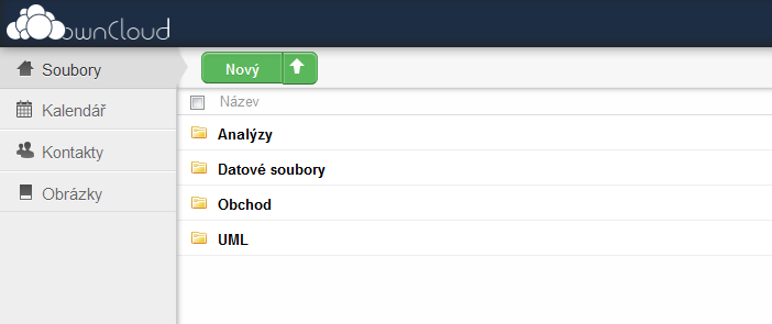 Obrázek 14 Základní obrazovka aplikace owncloud Zhodnocení OwnCloud byl vybrán jako efektivní open source nástroj pro správu dokumentů.