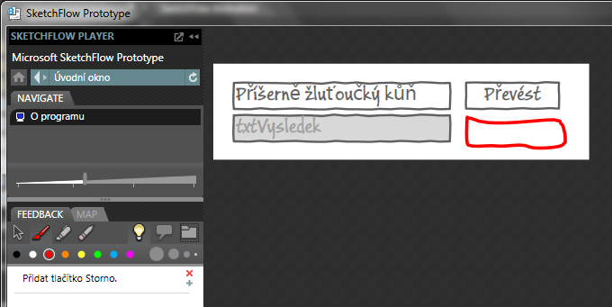 Nástroje Pozn. Odkazy Hotový prototyp je možné pomocí technologie Silverlight a programu SketchFlow Player předložit klientovi nebo potenciálním uživatelům a sledovat, jak s ním pracují.