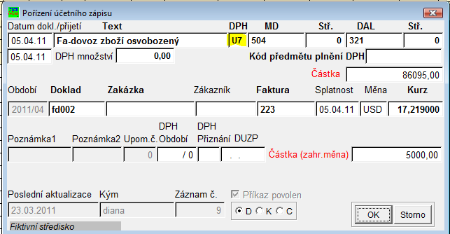Obr. 17 účtování insolvence u dlužníka 4.