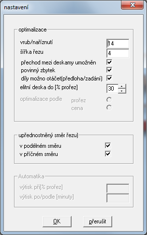 Zadávání jednotlivých parametrů: 2.4.2 Vzdálenost prvního řezu od okraje desky Odříznutím okraje desky se odstraní eventuální poškození hrany desky. Tento první řez zároveň slouží jako referenční řez.