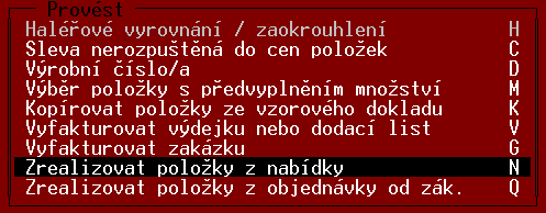 Uživatelská příručka Odeslaný nabídka se uzavře, je považována za odeslanou a nelze v ní dělat další úpravy. V seznamu nabídek je takový doklad uveden černou barvou a jeho stav je nastaven na U.