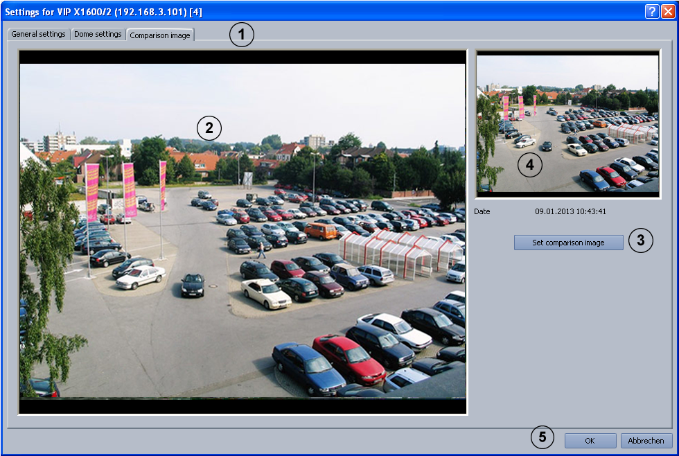 Bosch Recording Station Standardní konfigurace cs 31 4.2.5 Nastavení srovnávacího snímku Nabídka IP kamery a vysílač > oblast IP kamery MPEG4/H.
