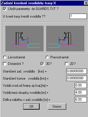 Roadcad7 Do 3D doplň svodidla L a P v krajnici. Po kliknutí se aktivizuje funkce, která umístí krajní svodidla do nezpevněné krajnice do modelu projektu.