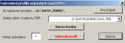 Funkce kreslí původní terén v rozsahu zaměření do modelového prostoru DWG. Prvky _3DFACE jsou neprůhledné, proto musí být starý terén v rozsahu tělesa budoucí komunikace odstraněn.