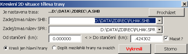 Podle zvolených parametrů se kreslí jen vybrané hrany nebo všechny hrany tělesa.