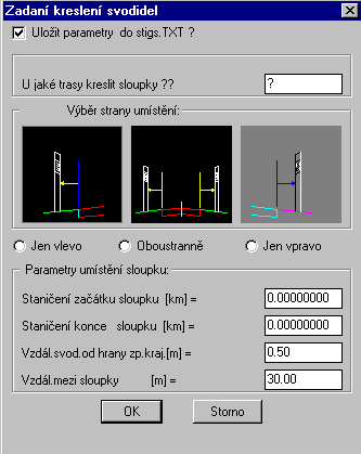 Roadcad7 Funkce kontroluje jestli již nebyla tato síť vytvořena. V DCL panelu je možno tuto kontrolu vypnout. Jako vždy je nutno nastavit zda jde o silnici se středním pruhem či nikoliv.