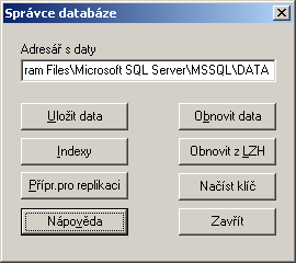 Domovník - server 19 20 Domovník - server Adresář s daty Uložit data zde musíte mít uvedenu cestu k adresáři, který obsahuje databáze SQL serveru. Pro SQL server 7.
