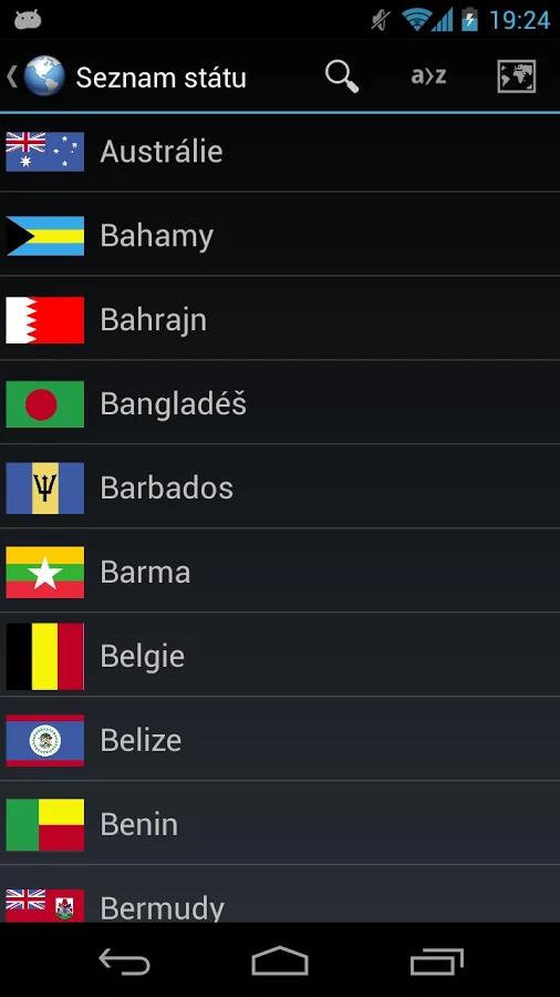V seznamu státu lze vyhledávat, lze je seřadit podle abecedy, rozlohy a populace a lze je filtrovat přes vybrání světadílu.