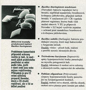 Bioinsekticidy připravené z bakteriálních BT toxinů Biobit XL, Biobit WP, motýli Bt