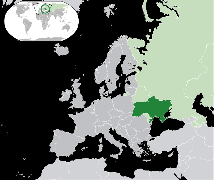 Zeměpisná poloha UKRAJINY ve
