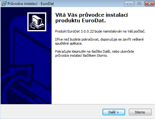 Průvodce instalací Aplikace EuroDat je k dispozici ke stažení na adrese www.eurodat.