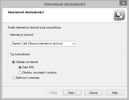 2.2. Analýza požadavků Obrázek 2.3: Internetové obchodování Pohoda úvodní okno Export dat Export dat by měl podporovat všechny relevantní funkce vzhledem k Presta- Shopu.