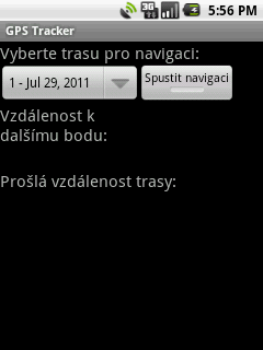 Obrázek 15. Akustická navigace. 3.7. Nastavení V nastavení uživatel nalezne veškeré nastavení aplikace, především možnost nastavit intervaly pro aktualizaci GPS pozice.