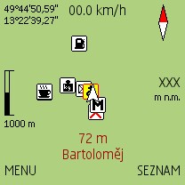 -3- Stav satelitů Po volbě GPS-SATELITY GPS se vám zobrazí informace o dostupných satelitech: Na obrazovce je v levém horním rohu modrý kruh, který blikáním signalizuje komunikaci s modulem.