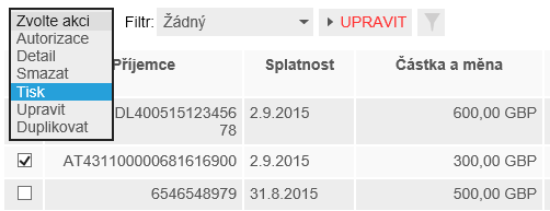 Obrázek 120 kopie platebního příkazu do zahraničí, pokračování v průvodci 4.9.7 Úprava platebního příkazu do zahraničí Aplikace umožňuje provést úpravu vybraného platebního příkazu do zahraničí.