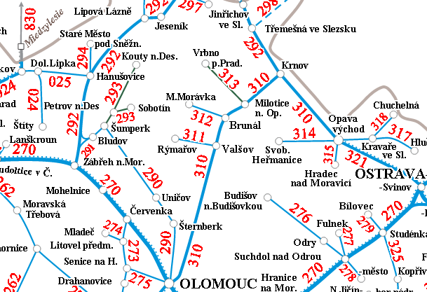 Šumperk Hradec Králové (pokračování na Prahu) I/44 Šumperk Červenohorské sedlo Jeseník (pokračování na Rapotín, Bludov Velké Losiny, Loučná nad Desnou, Červenohorské sedlo Polsko) Silnice 2.