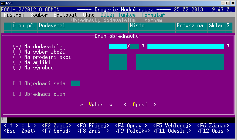 Lze se zaměřit: na dodavatele, na výběr zboží, na prodejní akci, na artikl, na výrobce. Obr. č.