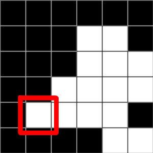 Obrázek 3. Obrys kakura s nepovoleným jednotkovým součtem. Algoritmus je možné vylepšit tím, že nebudeme přidávat jen po jednom poli, ale po celém shluku polí.
