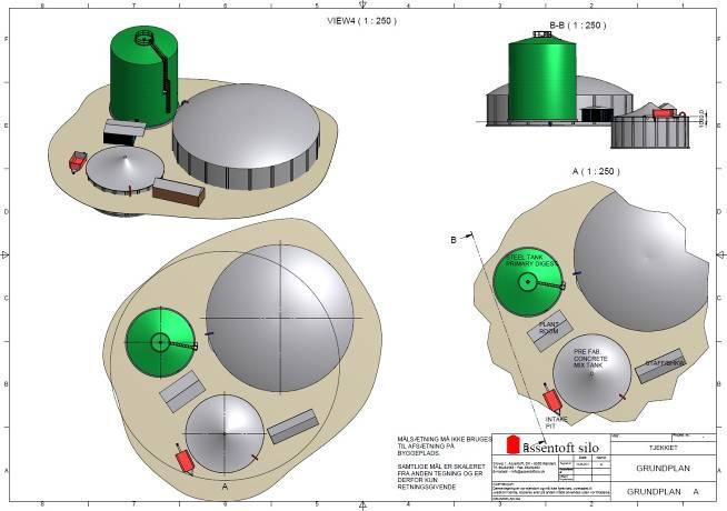 Popis dánské technologie bioplynových stanic Bioplynová stanice Příklad 3D pohledu na bioplynovou stanici