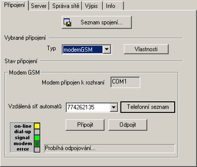 připojení.