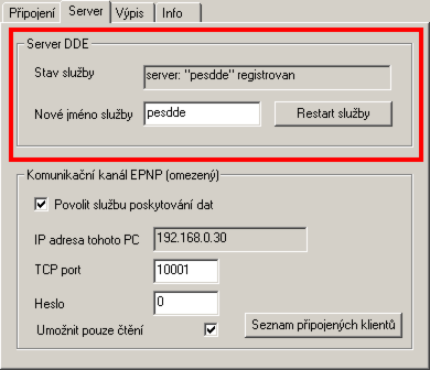 Komunikace se serverem DDE Komunikace se severem DDE v DataServeru je vždy textová (formát CF_TEXT), přičemž délka jednotlivých položek (items) nesmí přesáhnout 255 znaků.