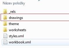 xml pak definuje informace o autorovi, který tento soubor vytvořil a uživateli, kterým byl zmodifikován. Obsah složky Xl Složka xl je nejobsáhlejší složka ze všech.