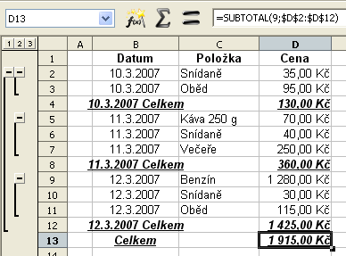 174 Voličem Seskupit podle nastavíme položku, podle které se budou data seskupovat.