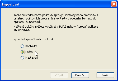 275 Naimportované účty najdete v Lokálních složkách Thunderbirdu. K jejich úpravám spusťte v nabídce Nástroje příkaz Nastavení účtu.
