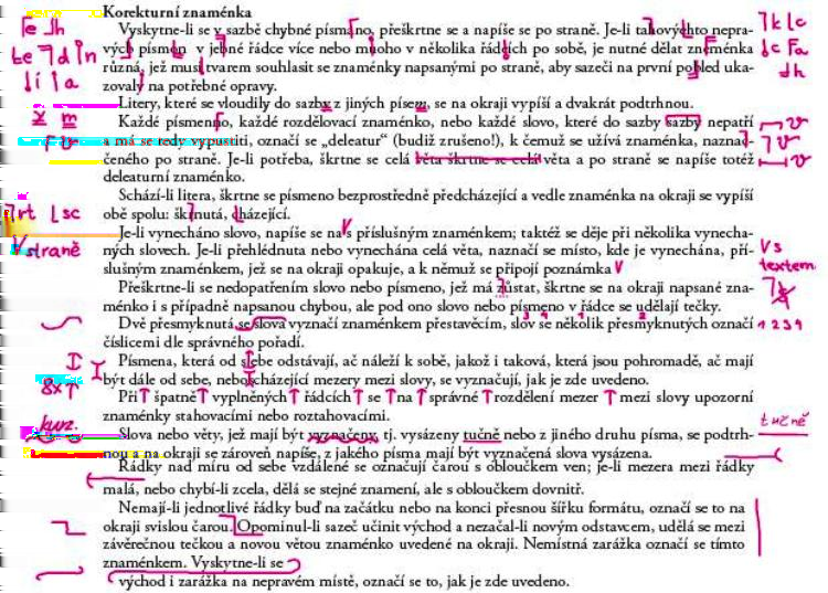 Korekturní znaménka Definice grafické značky označující chybu v textu a způsob její opravy