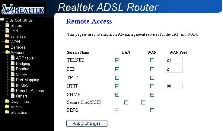 3.8.6 Vzdálený přístup Remote Access Zde se nastavují omezení a povolení přístupu ke správě systému v závislosti na rozhraní, protokolu a čísle portu.