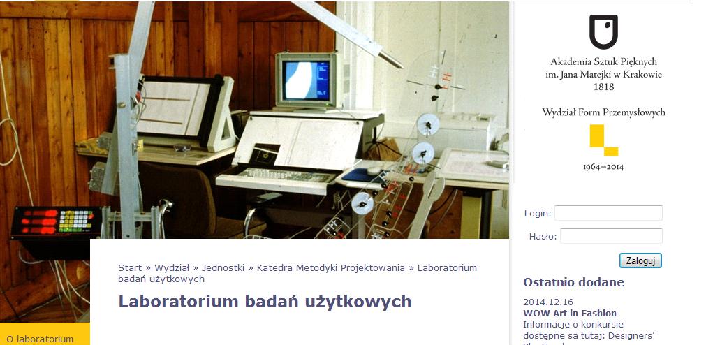 Jiná samostatná laboratoř se v Krakově věnuje obecné vizuální problematice, kde hraje významnou roli objektivní testování čitelnosti a srozumitelnosti grafických sdělení, které se neobejde bez