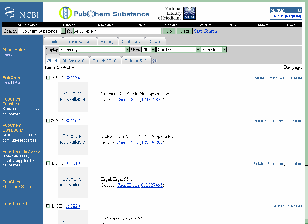 PUBCHEM 1. Znám registrační číslo CAS NE 2. Jednoznačný název NE 3. Hledám přesnou strukturu NE 4. Hledám substrukturně NE 5.