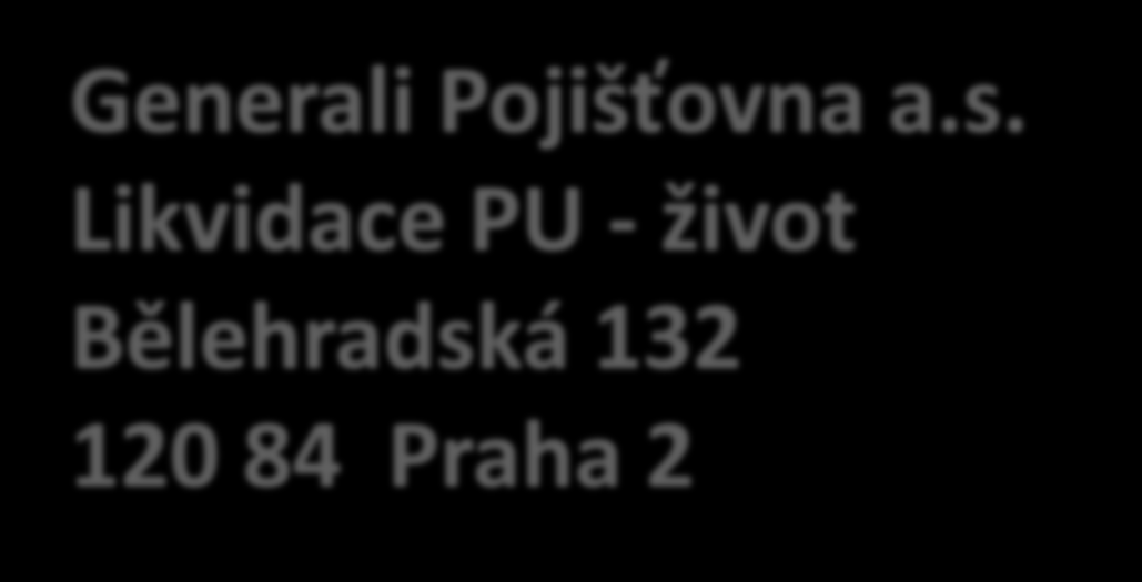 ADRESA, KAM POSLAT TISKOPIS: Generali Pojišťovna a.s.