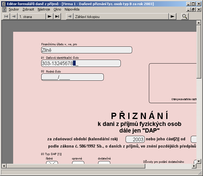 Evidence příjmů a výdajů 37 Daň z příjmu Touto volbou spustíte modul Editor for ormulář ulářů daně z příjm íjmů fyzickýc ých osob, který umožní připravit a vytisknout formuláře pro daňové odvody a