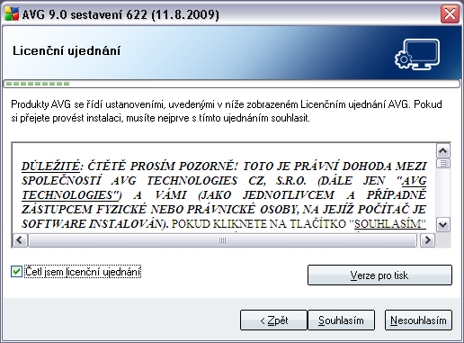 5.2. Licenční ujednání V dialogu Licenční ujednání najdete plné znění závazné licenční smlouvy AVG.