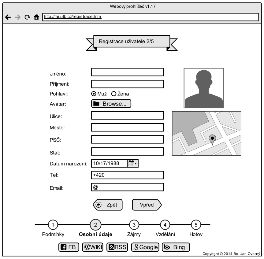 UTB ve Zlíně, Fakulta aplikované informatiky, 2014 55 4.1.2 Mockup Při prvotním návrhu designu jakékoliv webové aplikace je takzvaný mockup takřka nezbytnou součástí.