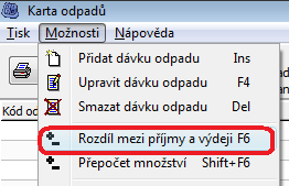 1. Kontrola ABC bilance Kontrola vyrovnané ABC bilance vychází z legislativního požadavku na správné přiřazení kódů nakládání pro vyprodukované / převzaté množství odpadu a odpovídající předané /