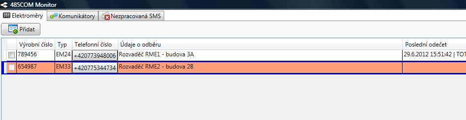 4. Přidání nového elektroměru do seznamu elektroměrů 1. Na kartě Elektroměry stlačte tlačítko Přidat zobrazí se dialogový box Elektroměr. 2.