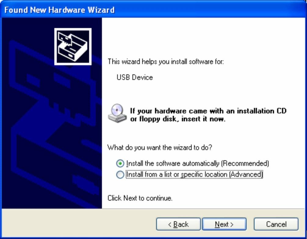 Zvolte položku Install the software automatically Odklepněte Next