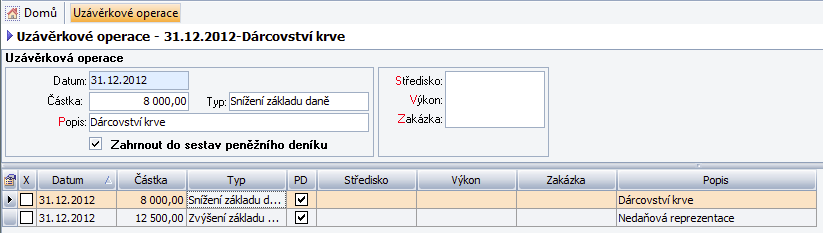 43 Uzávěrkové operace Účel Agenda Uzávěrkové operace slouží k doplnění částek ovlivňujících základ daně v kladném i záporném smyslu.