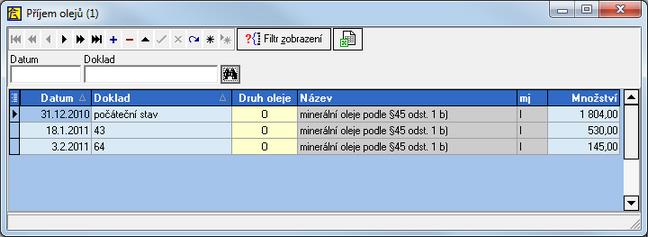 - přiznání. 5.1. Oleje - příjem Menu: Oleje, 1 - Příjem Záznam příjmových dokladů topných olejů. Vyplnění není nutné pro tisk daňového přiznání. Popis položek: Datum Datum nákupu.